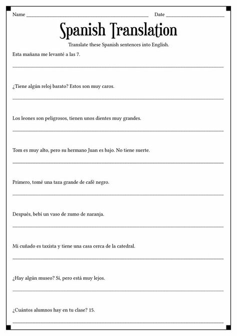 Learn Spanish with this personalized worksheet. Improve your skills and practice speaking. Let's get started! #SpanishLearning #LearningSpanish #PersonalDevelopment #personalspanish English Worksheets For Spanish Speakers, Spanish To English Worksheets, Spanish Cognates Activities, Spanish Practice Worksheets, Spanish Subject Pronouns, Beginner Spanish Lessons, Classroom 2023, Spanish To English, Spanish Words For Beginners