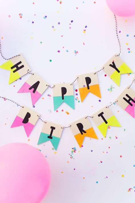 Happy Birthday Banner Diy, Wood Banner, Diy Birthday Banner, Anniversaire Diy, Birthday Garland, Happy Birthday Signs, Cake Banner Topper, Happy Birthday Banner, Party Banners