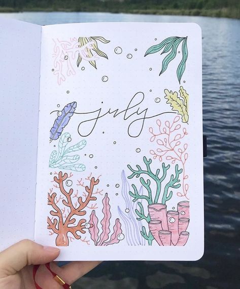 Bujo Inspiration Layout, Mermaid Bullet Journal, Summer Bullet Journal Cover, Journal D'inspiration, Journal Key, Bullet Journal Month, Kalender Design, Journal Weekly, Bullet Journal Set Up