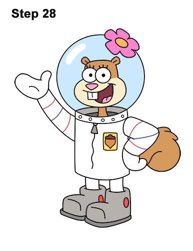 How to Draw Sandy Cheeks (SpongeBob SquarePants) All Spongebob Characters, Spongebob Characters Drawings, Sandy Cheeks Spongebob, Sandy From Spongebob, Sandy Spongebob, Spongebob And Sandy, Spongebob Cartoon, Spongebob Drawings, Spongebob Painting