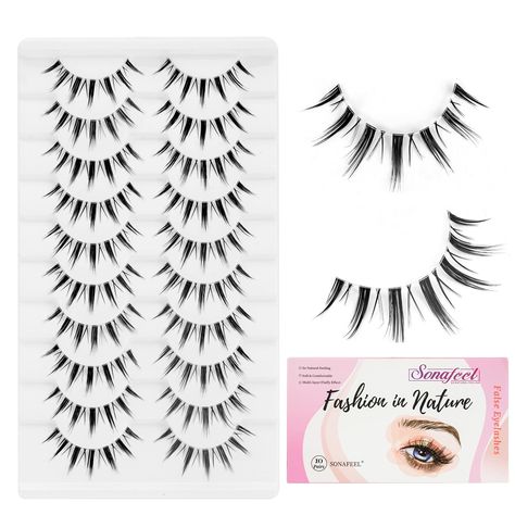 Manhwa Lashes, Anime Eyelashes, Asian Lashes, Spiky Lashes, Lashes Pack, Manga Lashes, Everyday Glam, Korean Japanese, Wispy Lashes