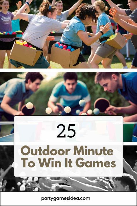 Games For Backyard Party, Yard Game Olympics, Balance Games For Adults, Messy Minute To Win It Games, Minute To Win It Kindergarten, Fun Relay Games For Adults, Adult Olympic Party Games Outdoor, Basketball Relay Games For Kids, Indoor Camp Games