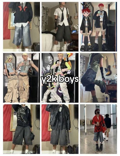 Types Of Male Clothing Styles, Male Clothing Styles Aesthetic, Types Of Outfits Style Men, How To Be Masculine, Y2k Men Aesthetic, Y2k Boy Aesthetic, Outfits Y2k Hombre, Y2k Guy Outfits, Y2k Boys Fashion