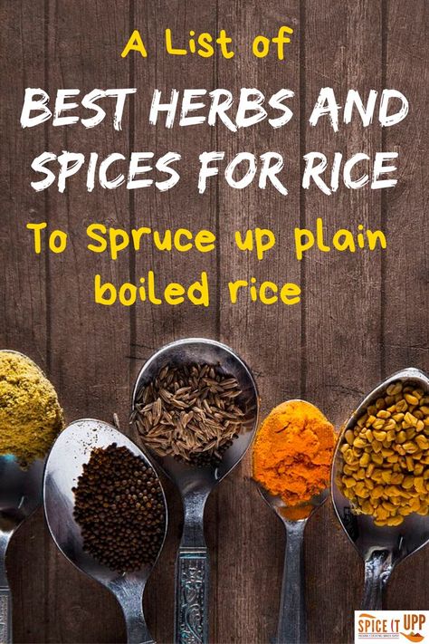 Spices For Rice, Rice Dishes Healthy, Essential Spices, Healthy Bowls Recipes, Spiced Rice, Mediterranean Spices, Savory Rice, Harvesting Herbs, Spicy Rice