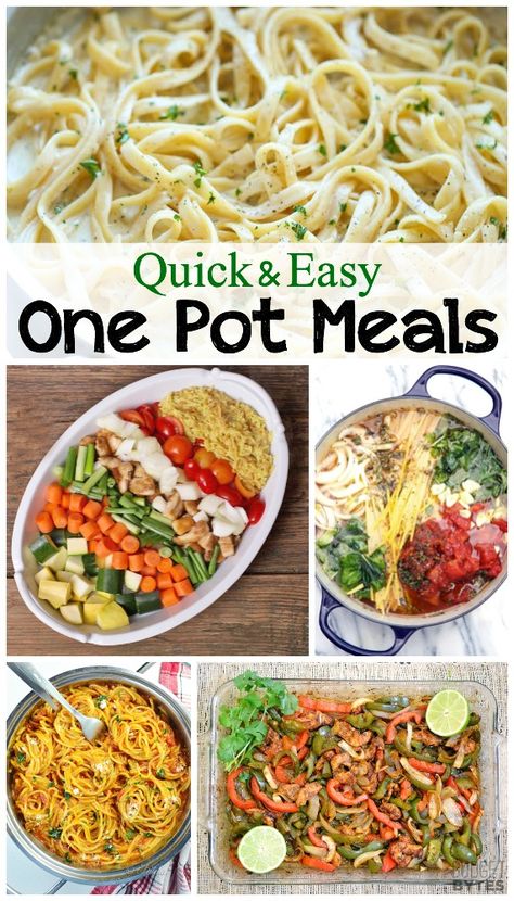 12 delicious one pot meals! They are quick & easy to make and dishes are a breeze -- you only have one pot to clean! Recipes Meatless, Meals For The Family, Meatless Recipes, One Pot Dinners, Recipes Beef, Easy One Pot Meals, Crock Pot Cooking, Pot Meals, Meatless Meals