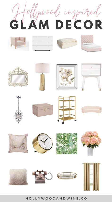 Vintage Glam Aesthetic Bedroom, Vintage Glam Decor Bedroom, Hollywood Glam Bedroom Ideas, Old Hollywood Glam Bedroom, Old Hollywood Room, Old Hollywood Bedroom Ideas, Hollywood Bedroom Decor, Old Hollywood Aesthetic Room, Vintage Hollywood Bedroom