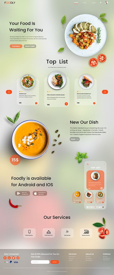 Frontend Design, Food Website Design, Mise En Page Web, Dessert Restaurant, Restaurant Website Design, Food Web Design, Web Design Websites, Menue Design, Desain Ui