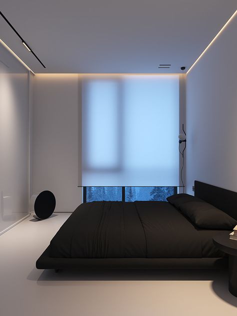 Modern Bedroom, Interior Design, Architecture, Bedroom, Bed, White, Black, Design