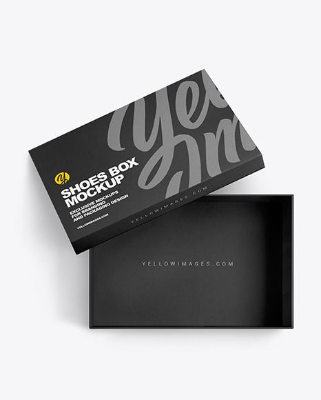 Opened Shoe Box Mockup Tshirt Box Packaging Design, Promotional Box Design, Shoe Box Design Packaging, Shoes Packaging Design, Shoes Box Design Ideas, Shoebox Design, Shoes Packaging, Shoe Packaging, Shoe Box Design