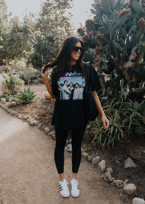 Graphic tee SALE!!! | Mint Arrow Oversized T Shirt And Leggings, Band Tee Leggings Outfit, Tees And Leggings Outfit, Oversized Band Tee Outfits Summer, Band Tee And Leggings Outfit, Tshirts Outfits Ideas, Tshirt With Leggings Outfit, Oversized Band Tshirt Outfit, Loose Tshirt Outfits Casual