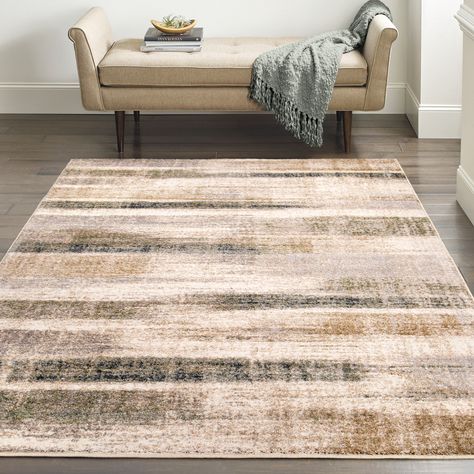 Area Rugs With Brown Couch, Area Rugs For Brown Leather Furniture, Area Rug For Brown Leather Couch, Masculine Living Room Rug, Brown Couch With Black And White Accents, Boho Living Room Tan Couch, Allen And Roth Area Rugs, Tan Rugs In Living Room, Tan Couch Rug Ideas