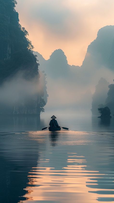 "Misty #RiverMorning: A lone #Rower glides through a serene river flanked by #MistCoveredMountains at #Dawn. #River #Mist #Mountains #Sunrise #Solitude #AIArt #AIPhoto #Stockcake ⬇️ Download and 📝 Prompt 👉 https://stockcake.com/i/misty-river-morning_1030378_1048755" Mist Aesthetic, Mountains Sunrise, Misty Dawn, Beauty Technology, Misty Mountains, Misty Mountain, Style Moodboard, Amazon River, Morning Mist