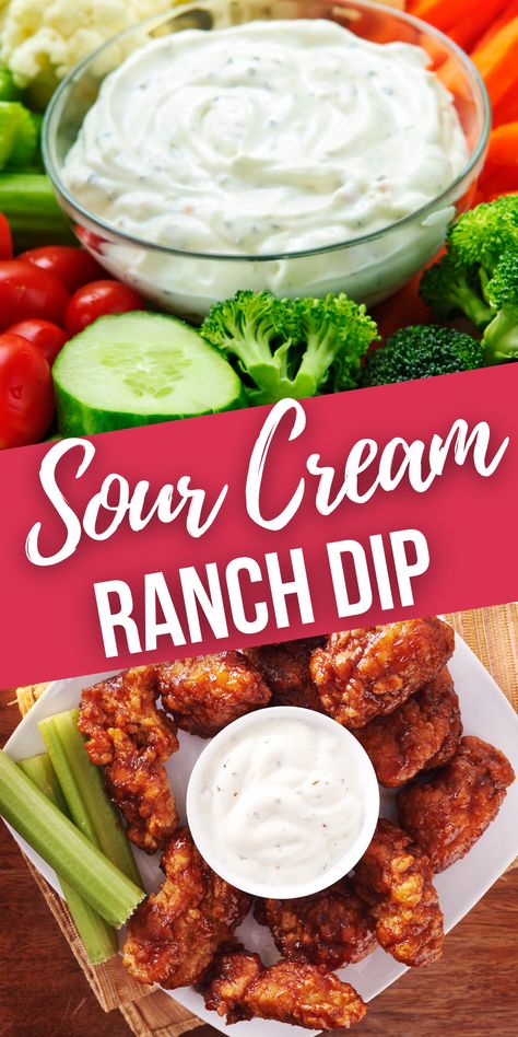 Sour Cream Ranch Dip Easy, Ranch And Sour Cream Dip, Ranch With Sour Cream, Ranch Chip Dip Recipes, Keto Ranch Dip Sour Cream, Hidden Valley Ranch Dip Recipe Sour Cream, Ranch Dip With Sour Cream, Ranch Dip With Cream Cheese, Ranch Seasoning Dip Recipes