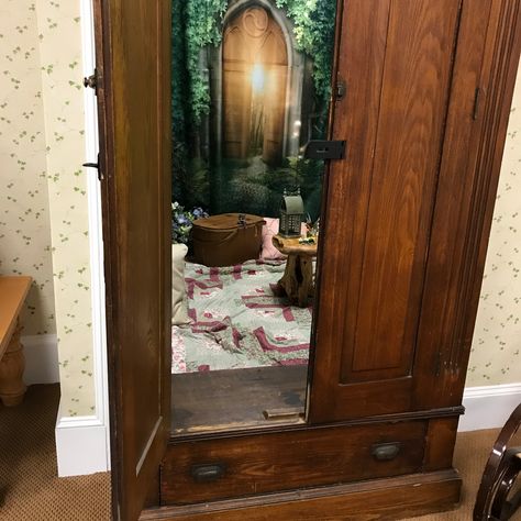 Creating a Fairytale Forest in an Extra Closet Enchanted Fairy Forest, Closet Nook, Narnia Wardrobe, Secret Wardrobe, Forest Bedroom, Fluorescent Light Fixture, Vintage Armoire, Fairytale Forest, Fairy Lanterns