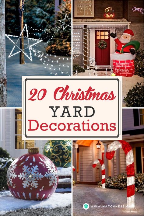 Outdoor Christmas Decorations Small Yard, Christmas Decor Ideas For Garden, Outside Xmas Decor Ideas Porch, Christmas Rooftop Decorations Outdoor, How To Make Outdoor Christmas Decor, Outside Yard Christmas Decorations, Front Yard Holiday Decor, Outdoor Lawn Christmas Decorations, Christmas Front Lawn Decorations