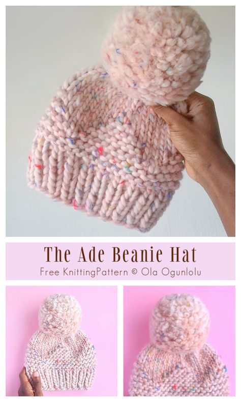 The Ade Beanie Hat Free Knitting Pattern Split Brim Knit Hat Free Pattern, Loom Baby Hat, Kids Knit Hat Pattern Free, Kids Knitted Hats Patterns Free, Chunky Beanie Knitting Pattern Free, Childs Hat Knitting Pattern Free, Toddler Knitted Hat Patterns Free, Super Bulky Knit Hat Pattern Free, Flat Knit Hat Pattern Free