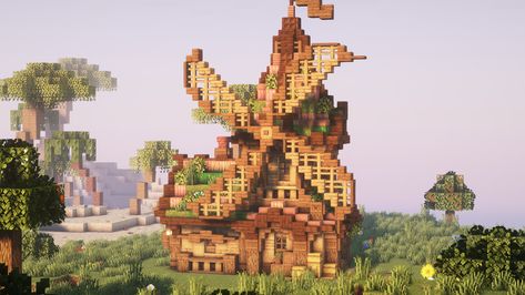 Minecraft Windmill House, Windmill Minecraft, Minecraft Mountain, Windmill House, Mc Ideas, Minecraft Inspo, Minecraft Stuff, Minecraft Tutorial, Minecraft Builds