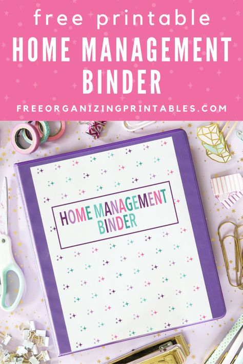 This free printable home management binder has beautiful printable pages to help organize many areas of your life, from goal setting to cleaning schedules to home maintenance to meal planning to kids and pets and more! | #homebinder #homemanagementbinder #freeprintables #organizingprintables Household Planner Home Management Binder Free Printables, Homemaking Binder Free Printables, Home Organization Binder Printables Free, Free Home Management Binder Printables, House Management Binder, Life Organization Binder Printables Free, Life Management Binder Printables Free, Household Binder Printables Free, Life Binder Printables Free