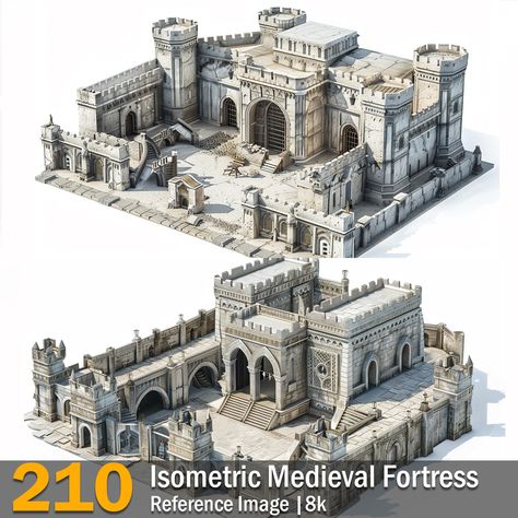 Isometric Medieval Fortress | Reference Images | 8K,  on ArtStation at https://www.artstation.com/artwork/BXg1m9 Medieval Castle Concept Art, Alchemist Laboratory, Isometric Medieval, Medieval Castle Layout, Fortress Concept Art, Medieval Alchemist, Casa Fantasy, Model Castle, Kingdom Castle