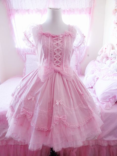 Dream Doll OP Pink Fitted Fairy Kei Dresses, Pink Kawaii Mini Dress, Fairy Kei Pink Party Mini Dress, Pink Fairy Kei Mini Dress, Lolita Outfits, Kawaii Dress, Pastel Fashion, Kawaii Fashion Outfits, Sweet Lolita