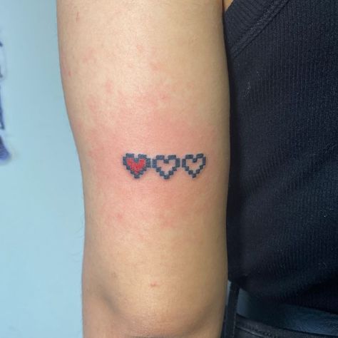 8 Bit Heart Tattoo, Minecraft Heart Tattoo, Pixel Heart Tattoo, Minecraft Heart, Star 1117, Pixel Tattoo, Game Tattoo, Zelda Tattoo, Life Game