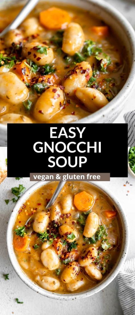 Cauliflower Gnocchi Soup Recipe, Delicious Vegan Soup, Gnocchi Soup Non Dairy, Vegetarian Soup Dairy Free, Gnocchi Gluten Free Recipes, Best Dairy Free Soup, Paleo Gnocchi Soup, Crockpot Gnocchi Soup Vegetarian, Potato And Gnocchi Soup