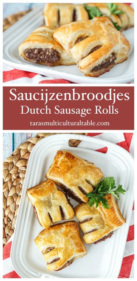 Saucijzenbroodjes (Dutch Sausage Rolls) Sausage Roll Filling Recipe, Sausage Rolls Recipe Puff Pastries, Sausage Pastry Rolls, Sausage And Puff Pastry, Dutch Snacks, Sausage Rolls Puff Pastry, Puff Pastry Sausage Rolls, Puff Pastry Rolls, Dutch Christmas