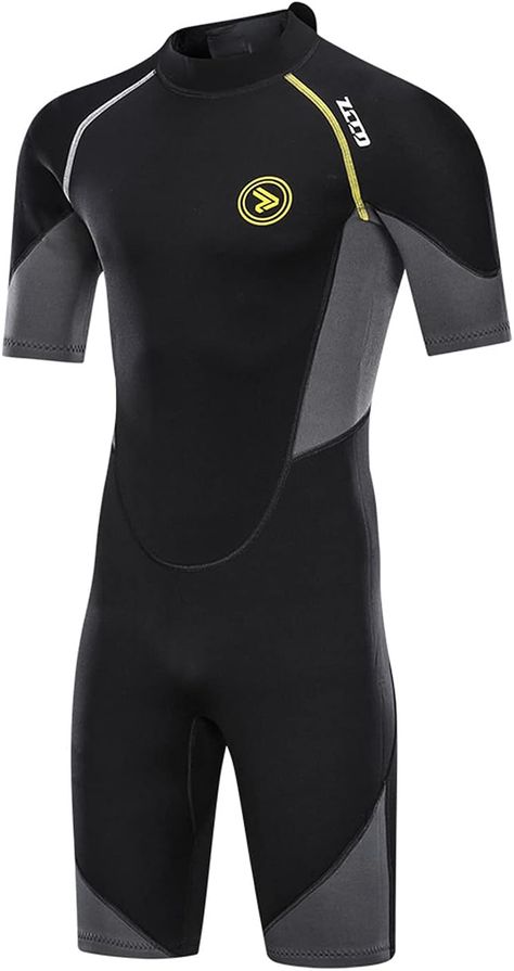 Men's Wetsuits 1.5/3mm Premium Neoprene Back Zip Shorty Dive Skin for Spearfishing,Snorkeling, Surfing,Canoeing,Scuba Diving Suits - must have!!! Wetsuit Design, Scuba Diving Suit, Diving Suit, Body Suits, Full Body Suit, Sport Boats, Canoeing, Ykk Zipper, Wakeboarding