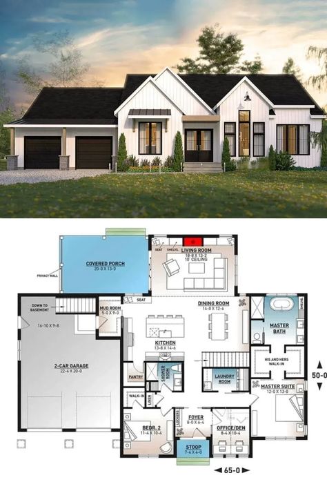 1 Story Exterior Home Design, 1 Story Farmhouse Exterior, 1 Story Modern House Exterior, Single Story Exterior Design, Modern Farmhouse 1 Story, 1 Story Farmhouse Plans Bloxburg, Farmhouse Exterior Single Story, Modern Farmhouse Layout Floor Plans, Modern Farmhouse House Plans One Story