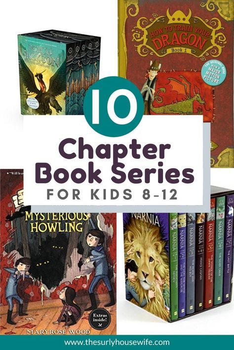 Does your child love to ready chapter book series? Then don't miss this post for 10 of the best chapter book series for 8-12 year olds. It includes excellent books for boys and girls as well as classics like The Chronicles of Narnia and Harry Potter! Books Ages 8-12, Books For Eight Year Olds, Books For 8 Year Boy, Book Series For Boys 8-10, Book Series For Girls 8-10, Book Series For Boys, 4th Grade Books, Kids Chapter Books, Popular Book Series