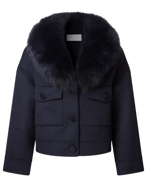 London Cashmere Jacket Navy – L.Cuppini Coat For Fall, Skandinavian Fashion, Navy Blue Jacket, Cashmere Jacket, Stockholm Fashion, The London, Fox Fur, Blue Jacket, Fur Collar