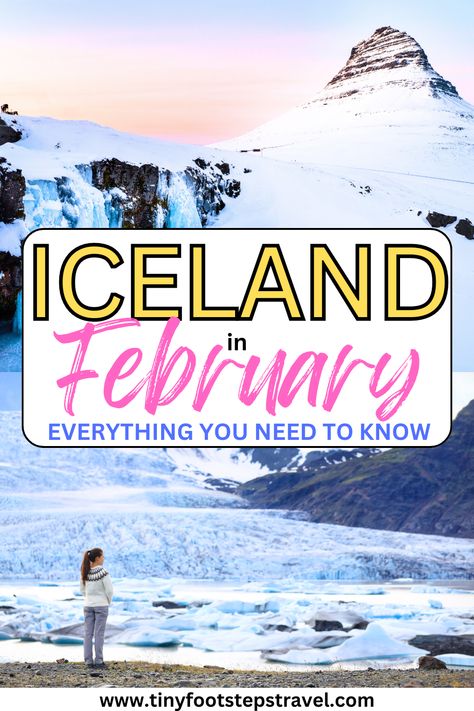 There's something magical about visiting Iceland in February. Between the cold weather, snow filled atmosphere, winter activities, and the Northern Lights, it's an experience like no other. In this guide I provide you with everything you need to know for a memorable holiday in the country. Iceland In February, Iceland February, Visiting Iceland, Winter Light Festival, Weather Snow, Iceland Itinerary, South Iceland, Iceland Waterfalls, Visit Iceland