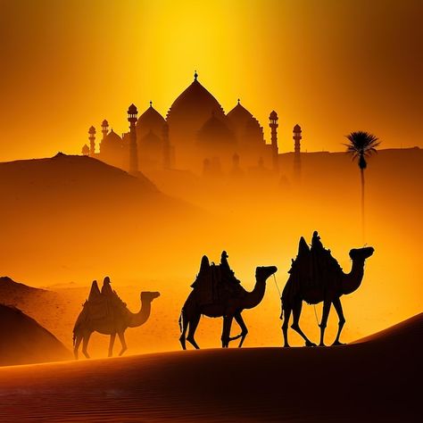 Desert Silhouette Painting, Camel In Desert, Desert Silhouette, Camel Tattoo, Camel Silhouette, Camel Painting, Iphone Wallpaper Orange, Camel Art, Desert Photos