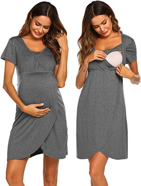 Breastfeeding Dresses, Nursing Dress Breastfeeding, Nightdress Nightwear, Pregnant Women Fashion, Maternity Nightgown, Nursing Gown, Breastfeeding Dress, Maternity Dresses Summer, Crossover Dress