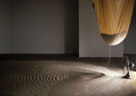 Drift, fan, bag, 1,000 lbs of sand, 2000 Hijazi Pattern, Installation Interactive, Sand Floor, Arm Model, Sogetsu Ikebana, Contemporary Sculpture, Sand Art, Sculpture Installation, Stage Design