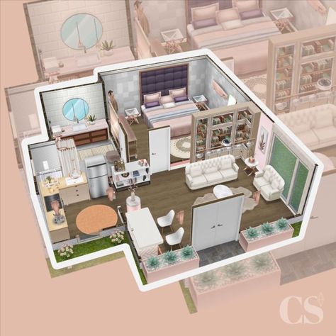 CASA ROSE GOLD (REFORMA) | MODERN FURNISHED TOWNHOUSE REMODEL | THE SIMS FREEPLAY | Clara Sims Mobile Interior Design, Sims Freeplay House Ideas, Townhouse Remodel, The Sims Mobile, Casas The Sims Freeplay, The Sims Freeplay, Sims Mobile, Blocksburg Room Ideas￼, Sims Freeplay Houses