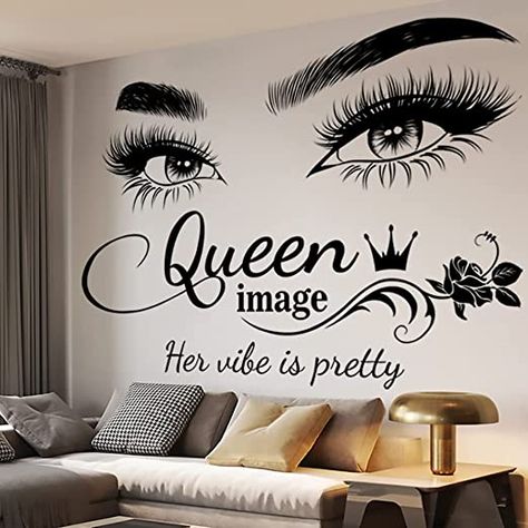 KeLay Fs Queen Eyelash Stickers for Wall,Beauty Eyelash Wall Sticker Removable Vinyl Queen Eyes Wall Stickers Decals for Living Room Bedroom (1 Pair Queen Eyes) Sofa Wall Decor, Lash Room Decor, Sofa Layout, Queen Images, Lash Room, Bilik Tidur, Wall Decor Quotes, Removable Wall Decals, Decoration Stickers