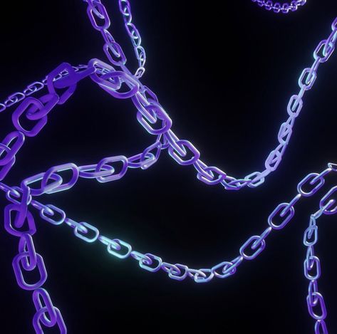 Graphic designed 3D rendered metallic purple and turquoise chains against a black background, made on Blender Cyberpunk Cover Photo, Purple Chains Aesthetic, Background For Album Cover, Cyberpunk Album Cover, Hyperpop Album Cover, Hyperpop Graphic Design, Y2k Album Cover Design, Graphic Design Cyberpunk, Chained Aesthetic