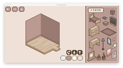 Pixel Room Generator by MysteryPuppy Aesthetic App Games, Fun Mobile Games To Play, Online Games Aesthetic, Pixel Room Art, Isometric Art Room, Cute Apps Games, Cute Games App, Kawaii Games App, Pixel Room