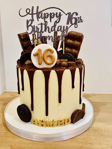 Amazing birthday cake with an overload of chocolates 🍫 16th Birthday Cake For Boys Sweet 16, Cakes For 13th Birthday Boy, Sweet 16 Boys Party 16th Birthday, 16 Boy Birthday Cake, Cake For 14th Birthday Boy, Cake For 16th Birthday Boy, Cake For 13th Birthday Boy, Birthday Cake 16 Boy, Birthday Cake Teen Boy