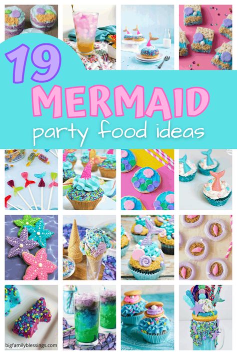 What To Wear To A Mermaid Birthday Party, Mermaid Birthday Ideas Food, Mermaid Cookie Cake Ideas, Mermaid Snack Ideas, Mermaid Birthday Party Treats, Mermaid Themed Snacks, Little Mermaid Themed Food, Little Mermaid Food Ideas, Mermaid Cupcakes Ideas