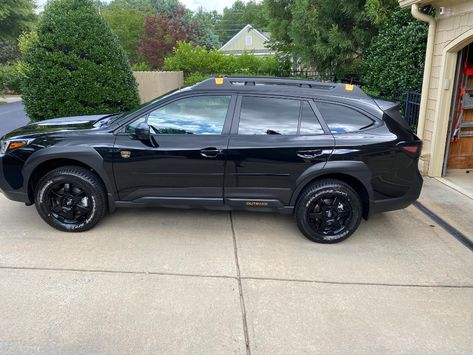 Black Subaru Outback, 2023 Subaru Outback Wilderness, 2024 Subaru Outback Wilderness, Subaru Wilderness Outback, Subaru Outback Aesthetic, Subaru Wilderness, Black Subaru, Subaru Outback Wilderness, Outback Wilderness