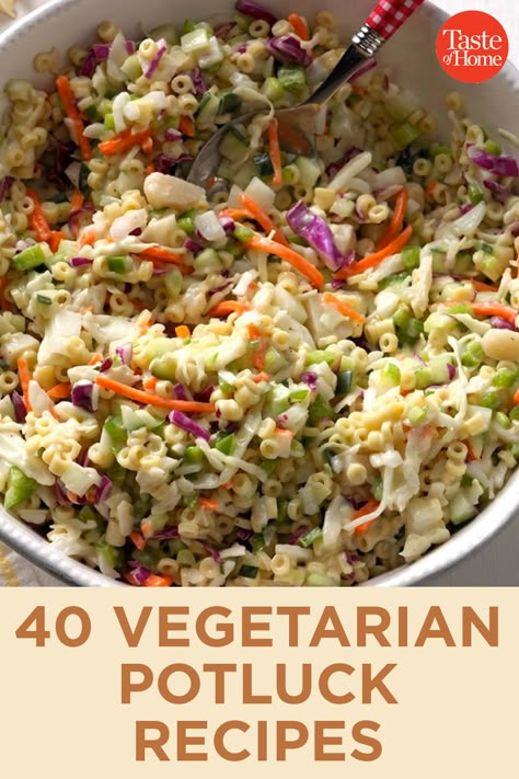 Best Food For Potluck, Vegetarian Summer Potluck Recipes, Vegetarian Recipes For Dinner Party, Veggie Potluck Ideas, Easter Pot Luck Recipes, Pot Luck Dishes Vegetarian, Vegetarian Picnic Recipes, Potluck Recipes Vegan, Vegetarian Dishes Summer