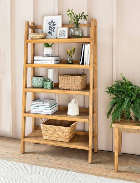 Ashwell Shelving Unit Natural | Garden Trading Home Yoga Studio, Accessories Idea, Home Yoga, Ladder Shelf, Reclaimed Pine, Kave Home, Practical Storage, Bathroom Inspo, Office Storage