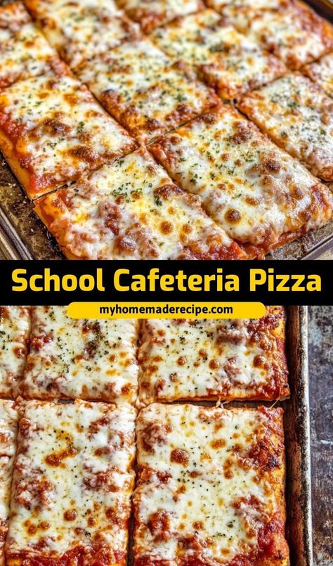 This school cafeteria pizza is the best pizza for a nostalgic meal. Cheesy, simple, and just like you remember, it’s the ultimate pizza for a throwback dinner School Cafeteria Pizza Recipe, School Cafeteria Pizza, Cafeteria Pizza, School Cafeteria Food, Homemade Pizza Recipe Easy, School Pizza, Low Carb Pizza Recipes, Cafeteria Food, Easy Homemade Pizza