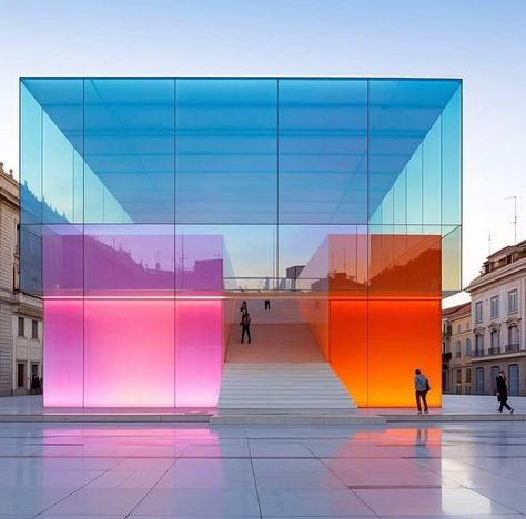 Flamenco Spain, The Guggenheim Museum, Life Is Art, Colour Architecture, Art Live, Glass Building, Hotel Plan, Facade Lighting, Guggenheim Museum