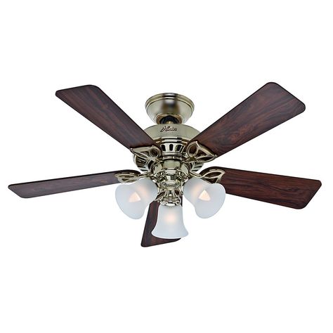 Hunter Fan Company 53080 The Beacon Hill 42Inch Ceiling Fan with Five Rosewood/Medium Oak Blades and Light Kit Bright Brass *** Want additional info? Click on the image(It is Amazon affiliate link). #CeilingFansIdeas Brushed Nickel Lighting, Angled Ceilings, Hunter Ceiling Fans, Hunter Fans, Brushed Nickel Ceiling Fan, 52 Inch Ceiling Fan, Ceiling Fan Blades, Indoor Ceiling Fan, Hunter Fan