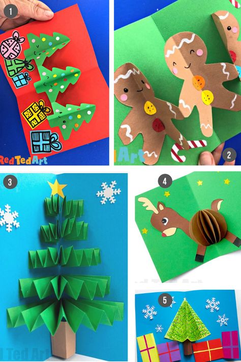 Fun Diy Christmas Cards, Craft Christmas Cards Kids, Make Christmas Cards With Kids, Homemade Christmas Card Ideas For Kids, Christmas Card By Kids, Holiday Card For Teacher, Christmas Crafts For Kids With Paper, Kid Christmas Cards Diy, Christmas Kids Cards Ideas