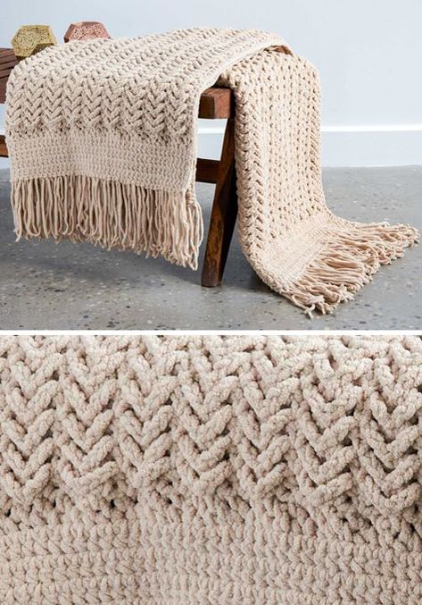 Herringbone Crochet Blanket - Free Pattern | Beautiful Skills - Crochet Knitting Quilting | Bloglovin’ Chenille Crochet Blanket Patterns Free, Chunky Herringbone Crochet Blanket, Herringbone Blanket Crochet, Herringbone Crochet Blanket Pattern, Herringbone Crochet Blanket Pattern Free, Crochet Herringbone Blanket, Chenille Blanket Crochet, Chenille Yarn Crochet Patterns Free, Crochet Chenille Blanket