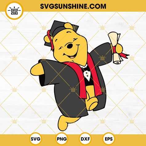 Winnie The Pooh Graduation Cap Ideas, Pooh Bear Graduation, Pooh Graduation Cap, Pooh Cricut Projects, Winnie The Pooh Graduation Cap, Winnie The Pooh Graduation, Pooh Graduation, Pooh Bear Svg Free, Free Svg Files For Cricut Disney Winnie The Pooh